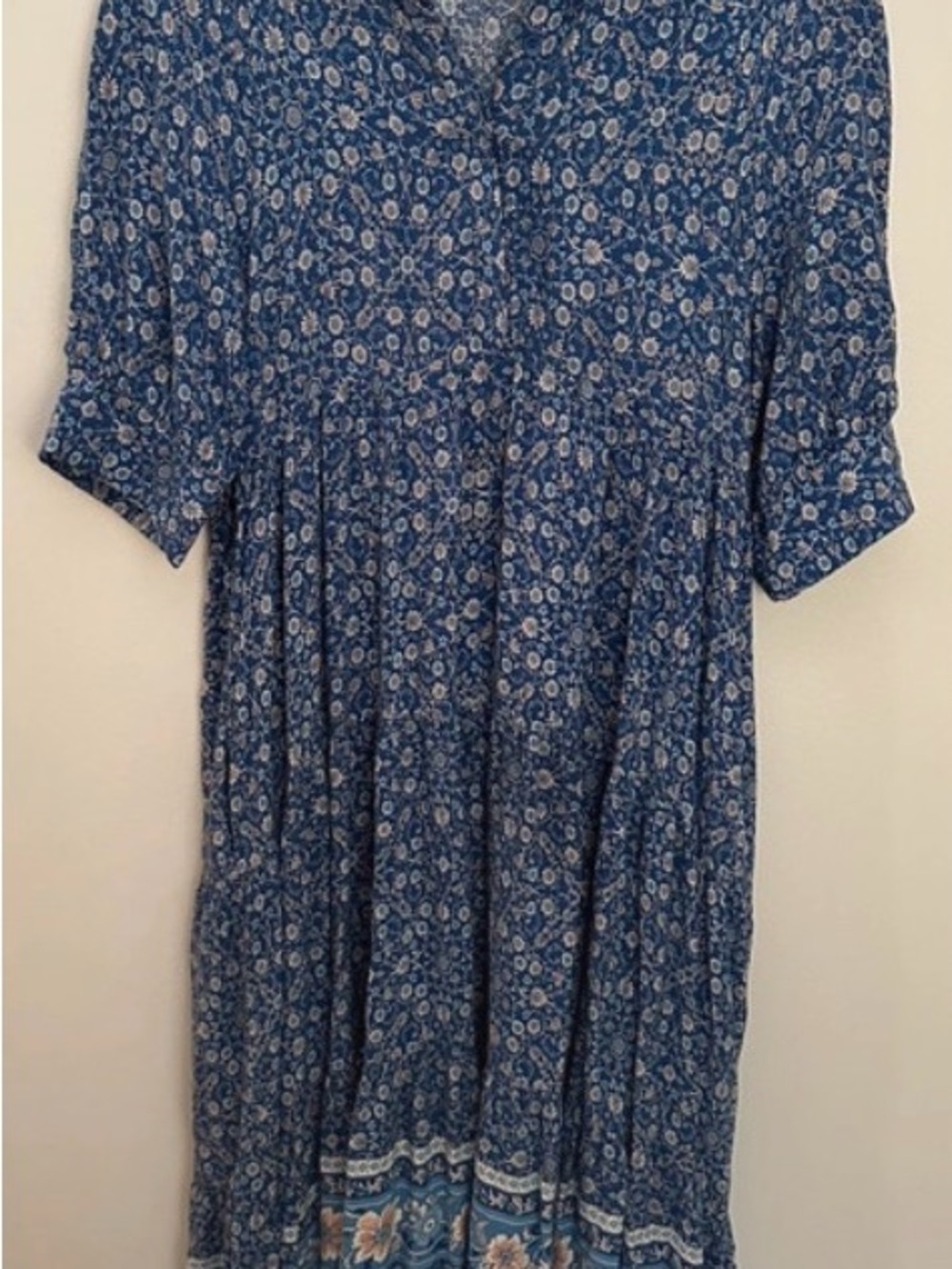 NATURAL LIFE Navy Floral Tiered Maxi Dress with Border Detail - Picture 3 of 5